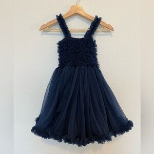 Ruffle Butts Tulle Sleeveless Princess Petti Dress Navy Blue Size 4-5T